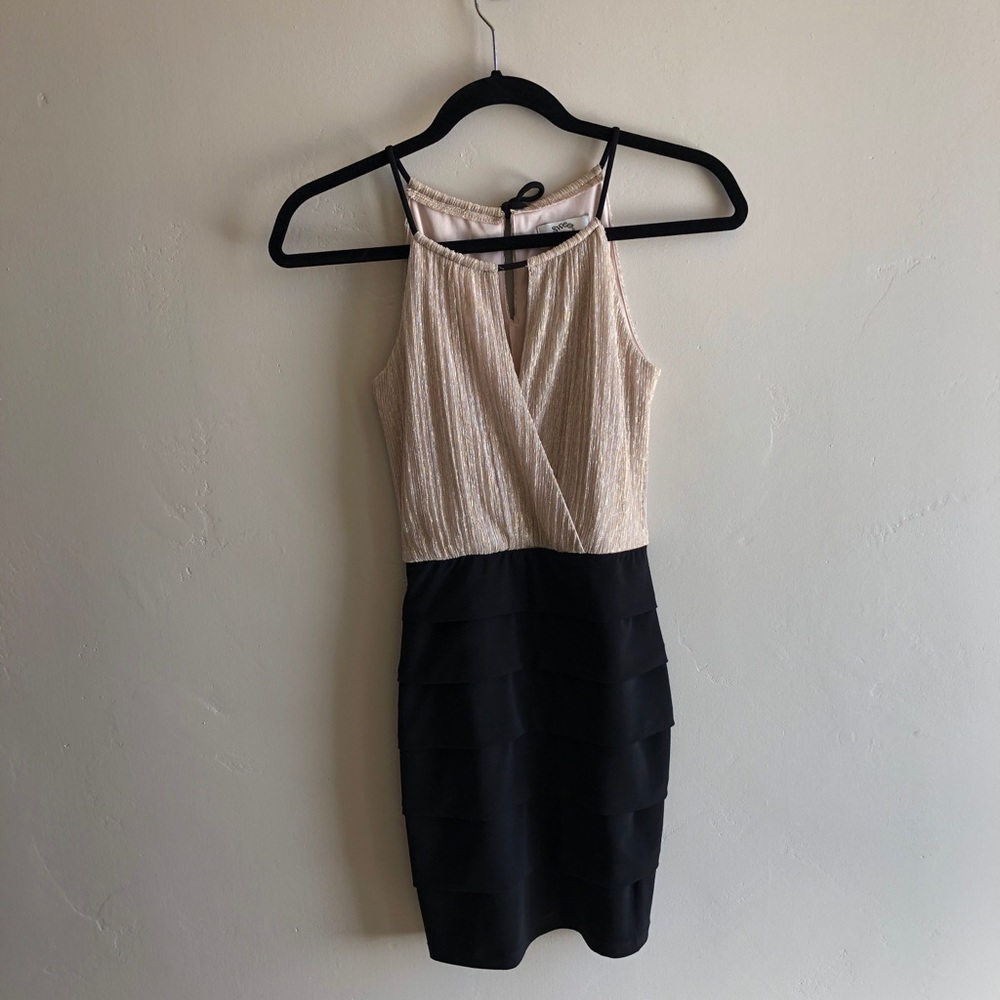 Gold and black cocktail dress